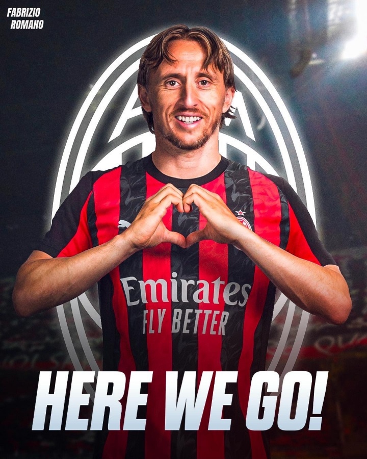 我們去！羅曼諾：39歲的莫德里克（Modric）自由加入AC米蘭（AC Milan）